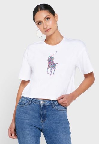 White Women’s Ralph Lauren Crew Neck Graphic T Shirts