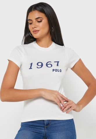 White Women’s Ralph Lauren Crew Neck Graphic T Shirts