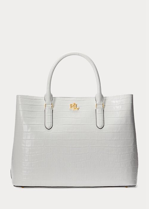 White Women’s Ralph Lauren Embossed Leather Large Marcy Satchel Bags White Women’s Ralph Lauren Embossed Leather Large Marcy Satchel Bags