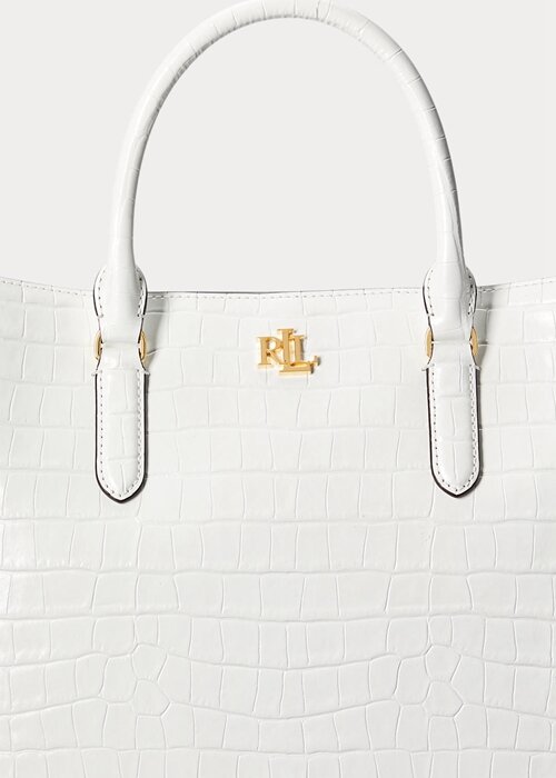 White Women’s Ralph Lauren Embossed Leather Large Marcy Satchel Bags White Women’s Ralph Lauren Embossed Leather Large Marcy Satchel Bags