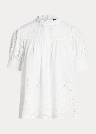White Women’s Ralph Lauren Eyelet-Embroidered Cotton Tops