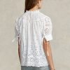 White Women’s Ralph Lauren Eyelet-Embroidered Cotton Tops