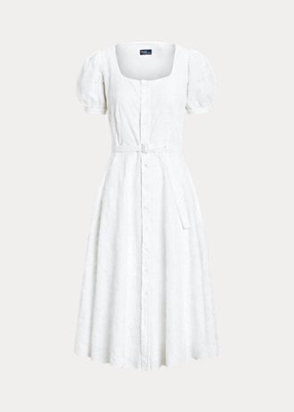 White Women’s Ralph Lauren Eyelet-Embroidered Linen Dress