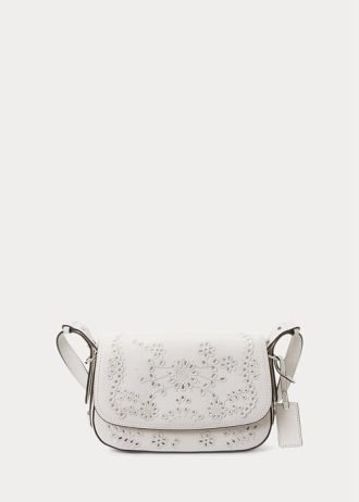 White Women’s Ralph Lauren Eyelet Leather Small Maddy Shoulder Bags
