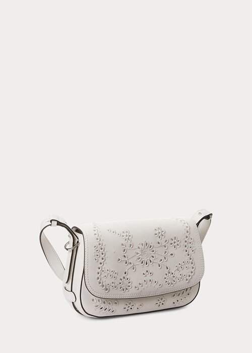 White Women’s Ralph Lauren Eyelet Leather Small Maddy Shoulder Bags White Women’s Ralph Lauren Eyelet Leather Small Maddy Shoulder Bags