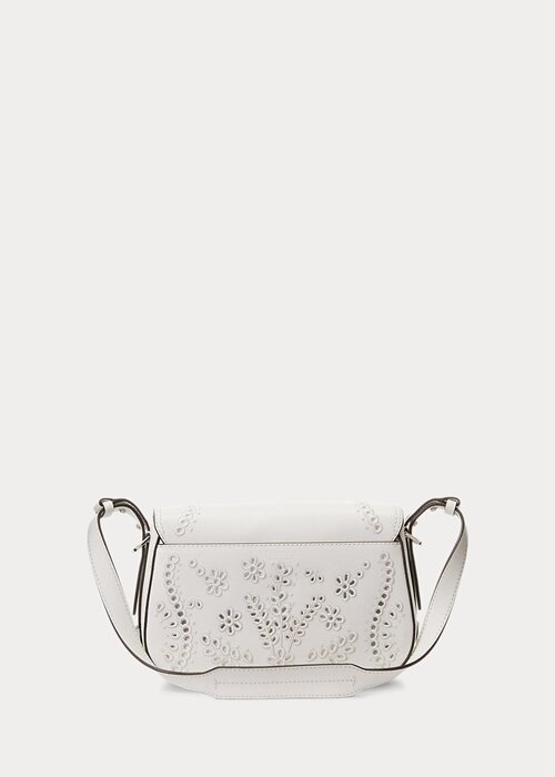 White Women’s Ralph Lauren Eyelet Leather Small Maddy Shoulder Bags White Women’s Ralph Lauren Eyelet Leather Small Maddy Shoulder Bags