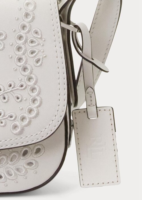 White Women’s Ralph Lauren Eyelet Leather Small Maddy Shoulder Bags White Women’s Ralph Lauren Eyelet Leather Small Maddy Shoulder Bags