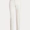 White Women’s Ralph Lauren Eyelet-Patchwork Relaxed Tapered Jeans