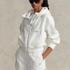 White Women’s Ralph Lauren Fleece Full-zip Dolman-sleeve  Hoodie