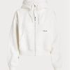 White Women’s Ralph Lauren Fleece Full-zip Dolman-sleeve  Hoodie