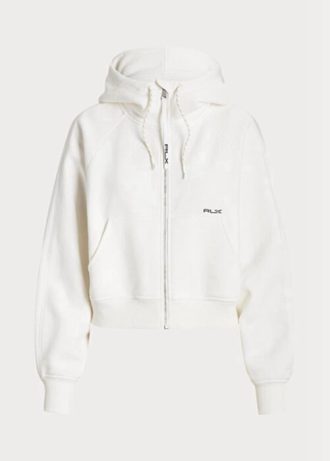 White Women’s Ralph Lauren Fleece Full-zip Dolman-sleeve  Hoodie