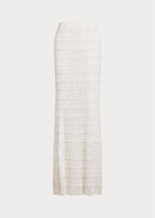 White Women’s Ralph Lauren Fontanna Embellished Maxi Skirts White Women’s Ralph Lauren Fontanna Embellished Maxi Skirts