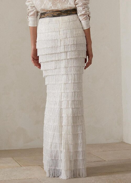 White Women’s Ralph Lauren Fontanna Embellished Maxi Skirts White Women’s Ralph Lauren Fontanna Embellished Maxi Skirts