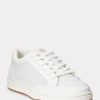 White Women’s Ralph Lauren Hailey Perforated Leather Sneakers