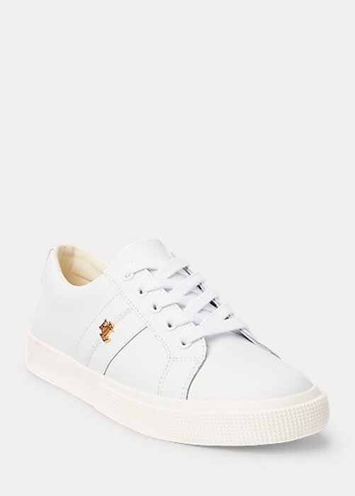 White Women’s Ralph Lauren Janson II Action Leather Sneakers White Women’s Ralph Lauren Janson II Action Leather Sneakers