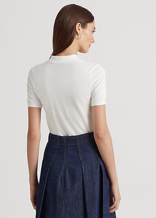 White Women’s Ralph Lauren Jersey Polo Shirts White Women’s Ralph Lauren Jersey Polo Shirts