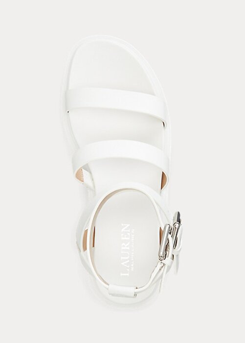 White Women’s Ralph Lauren Kayleen Nappa Leather Sandals White Women’s Ralph Lauren Kayleen Nappa Leather Sandals