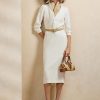 White Women’s Ralph Lauren Knowles Silk Shantung Day Dress White Women’s Ralph Lauren Knowles Silk Shantung Day Dress