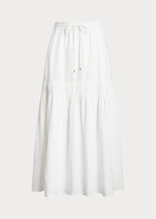 White Women’s Ralph Lauren Linen Tiered Maxiskirt Skirts White Women’s Ralph Lauren Linen Tiered Maxiskirt Skirts