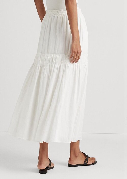 White Women’s Ralph Lauren Linen Tiered Maxiskirt Skirts White Women’s Ralph Lauren Linen Tiered Maxiskirt Skirts