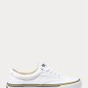 White Women’s Ralph Lauren Logo Cotton Canvas Sneakers