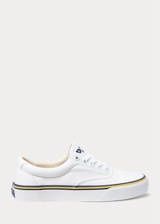 White Women’s Ralph Lauren Logo Cotton Canvas Sneakers