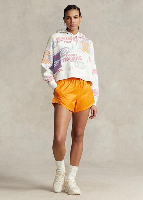 White Women’s Ralph Lauren Logo Graphic Oversize Fleece Hoodie White Women’s Ralph Lauren Logo Graphic Oversize Fleece Hoodie