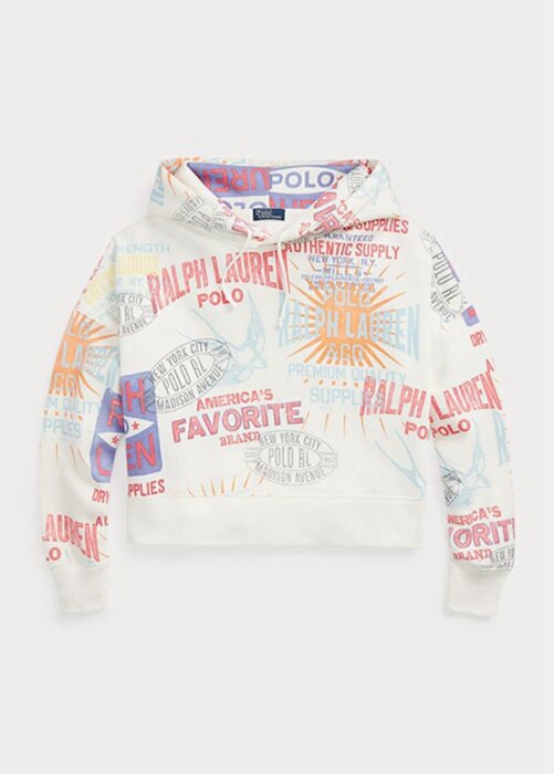 White Women’s Ralph Lauren Logo Graphic Oversize Fleece Hoodie White Women’s Ralph Lauren Logo Graphic Oversize Fleece Hoodie