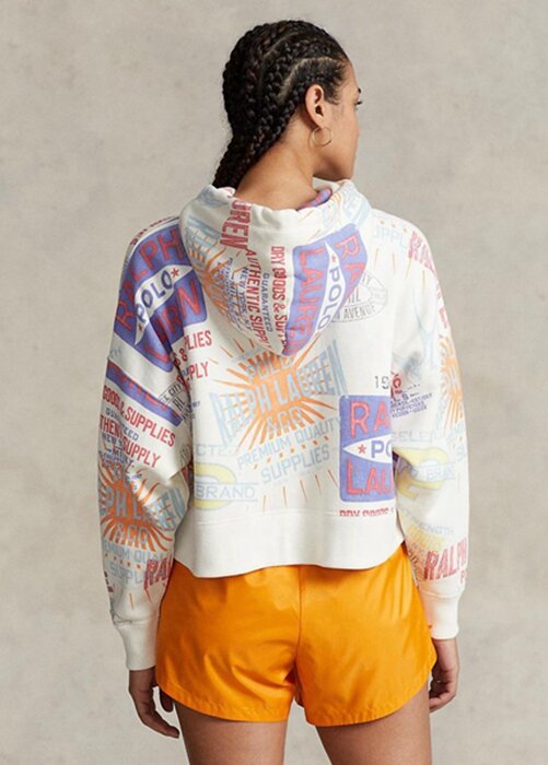 White Women’s Ralph Lauren Logo Graphic Oversize Fleece Hoodie White Women’s Ralph Lauren Logo Graphic Oversize Fleece Hoodie