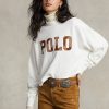 White Women’s Ralph Lauren Logo Oversize Mockneck Cotton Sweatshirts White Women’s Ralph Lauren Logo Oversize Mockneck Cotton Sweatshirts
