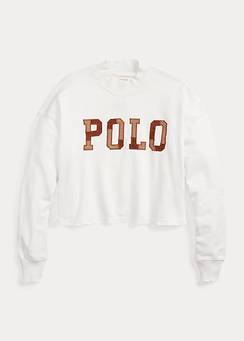 White Women’s Ralph Lauren Logo Oversize Mockneck Cotton Sweatshirts White Women’s Ralph Lauren Logo Oversize Mockneck Cotton Sweatshirts