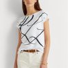 White Women’s Ralph Lauren Logo-print Cotton-blend Tops White Women’s Ralph Lauren Logo-print Cotton-blend Tops