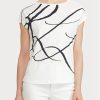White Women’s Ralph Lauren Logo-print Cotton-blend Tops White Women’s Ralph Lauren Logo-print Cotton-blend Tops