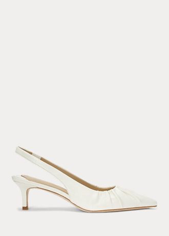 White Women’s Ralph Lauren Lolah Nappa Leather Slingback Heels