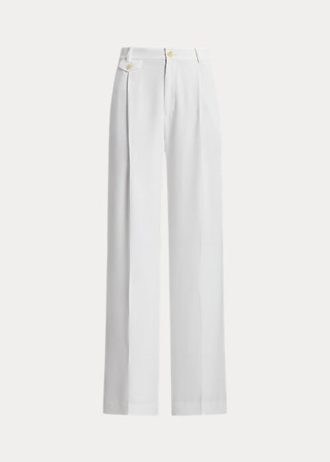 White Women’s Ralph Lauren Pleated Georgette   Pants