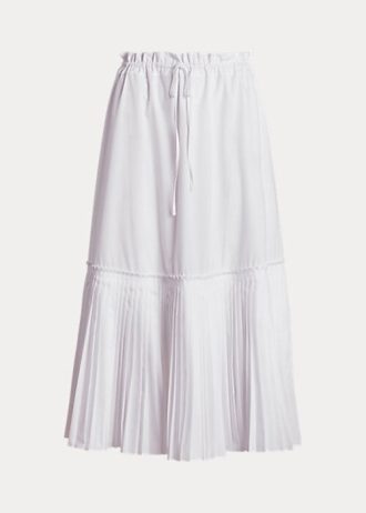 White Women’s Ralph Lauren Pleated-Hem Drawstring A-Line Skirts