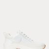 White Women’s Ralph Lauren Reaghan Leather & Suede Sneakers