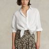 White Women’s Ralph Lauren Relaxed Fit Linen Shirts White Women’s Ralph Lauren Relaxed Fit Linen Shirts