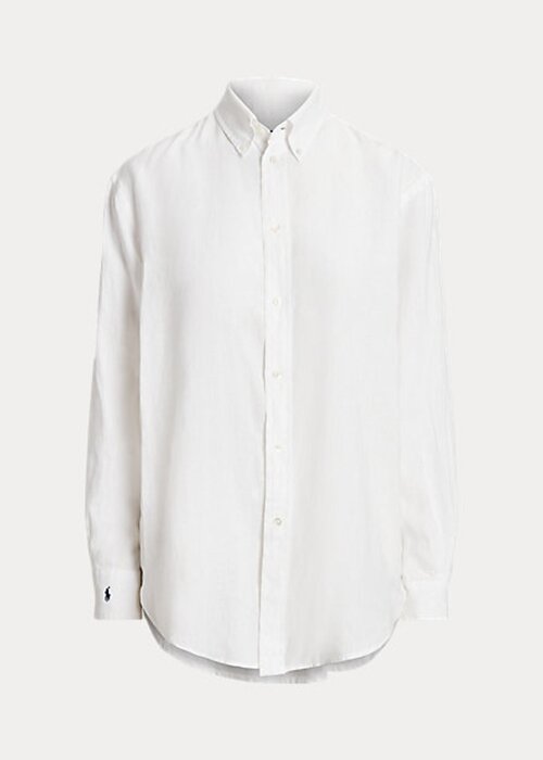White Women’s Ralph Lauren Relaxed Fit Linen Shirts White Women’s Ralph Lauren Relaxed Fit Linen Shirts