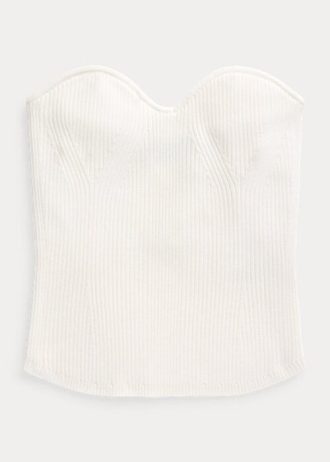 White Women’s Ralph Lauren Rib-Knit Corset Tube Tops