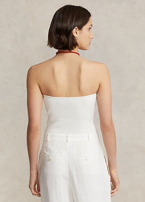 White Women’s Ralph Lauren Rib-Knit Corset Tube Tops White Women’s Ralph Lauren Rib-Knit Corset Tube Tops