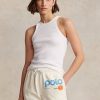 White Women’s Ralph Lauren Ribbed Cotton Tanks