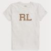 White Women’s Ralph Lauren Rl-suede-applique Jersey   T Shirts
