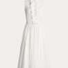White Women’s Ralph Lauren Roald Pleated Linen Sleeveless Day Dress White Women’s Ralph Lauren Roald Pleated Linen Sleeveless Day Dress