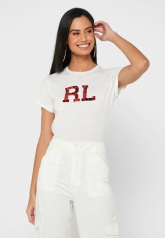 White Women’s Ralph Lauren Round Neck Graphic Tops