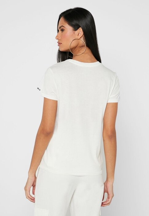 White Women’s Ralph Lauren Round Neck Graphic Tops White Women’s Ralph Lauren Round Neck Graphic Tops