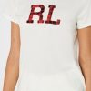 White Women’s Ralph Lauren Round Neck Graphic Tops White Women’s Ralph Lauren Round Neck Graphic Tops