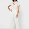 White Women’s Ralph Lauren Round Neck Graphic Tops White Women’s Ralph Lauren Round Neck Graphic Tops