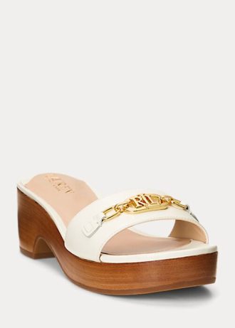 White Women’s Ralph Lauren Roxanne Nappa Leather Sandals