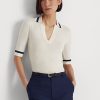 White Women’s Ralph Lauren Silk-Blend Short-Sleeve Sweaters